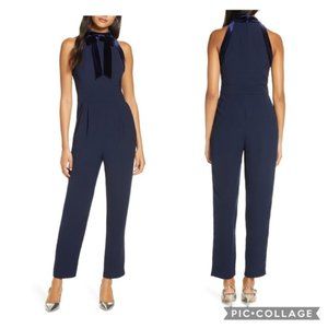 1901 Women's Velvet Trim Halter Jumpsuit